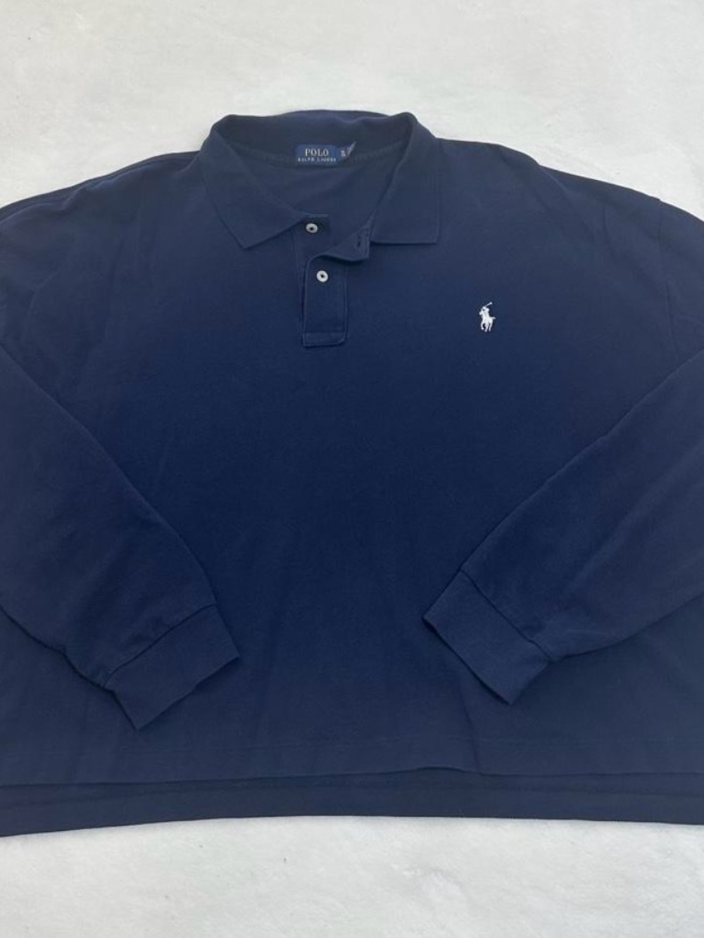 Polo by Ralph Lauren Navy Long Sleeve Polo with White Pony Embroidery